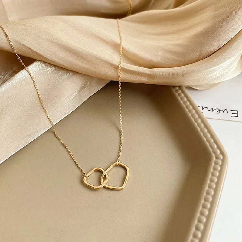 Two Round Shaped Necklaces Female Exquisite Geometric Women Chain Choker Neck Necklace Birthday Gift for Ladies Fashion Jewelry
