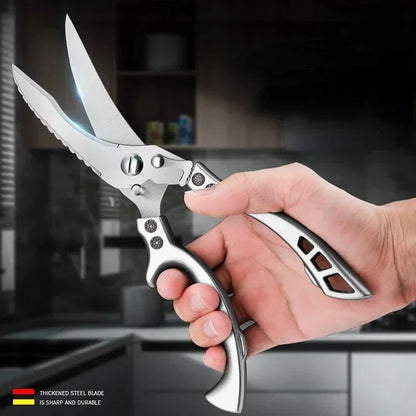 Laser Damascus Kitchen Knife Set – Cleaver, Santoku, Bread, Boning & Kitchen Scissors