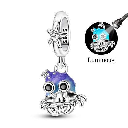 925 Sterling Silver Blue Crab & Red Lobster Charm Bead – Ocean DIY Jewelry