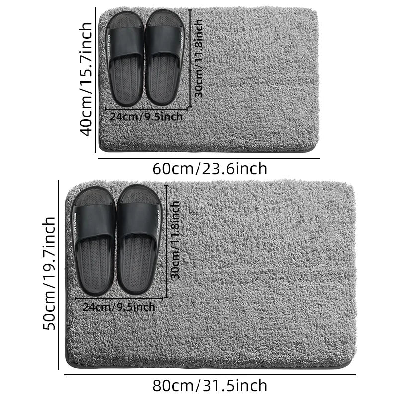 Modern Minimalist Solid Color Floor Mat, Square Long Plush, Thickened Absorbent Carpet, Bathroom Door Mat, Non Slip Mat - BeeTrendyShop.COM