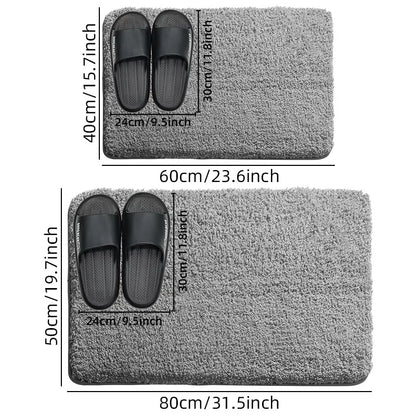 Modern Minimalist Solid Color Floor Mat, Square Long Plush, Thickened Absorbent Carpet, Bathroom Door Mat, Non Slip Mat - BeeTrendyShop.COM