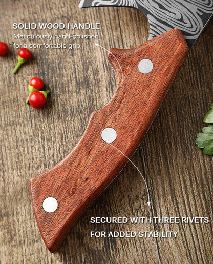 Forged Kitchen Chef Knife – Laser Pattern High Carbon Clad Steel Butcher & Cleaver Knife
