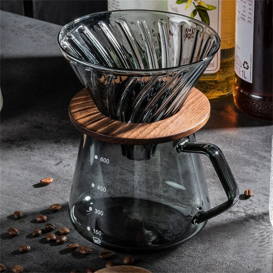 Glass Coffee Server 600ml Reusable Iced Tea Drink Pour Over Brewing Drip Household Camp Pot Drinkware Accessories