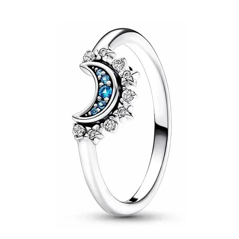 New Ring Original 925 Sterling Ring Heart Bow Sun Moon Star Flower Crown For Women Mother's Day Valentine's Day Gift DIY Jewelry