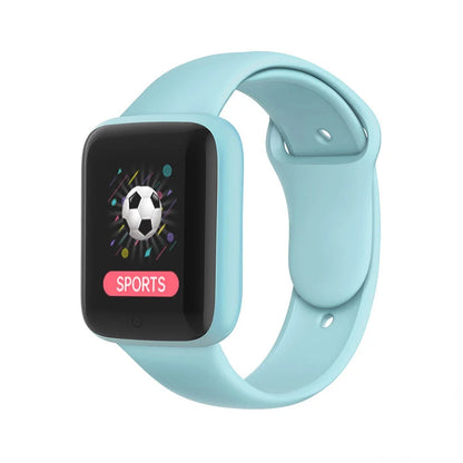 Smartwatch with a light blue band on a white background