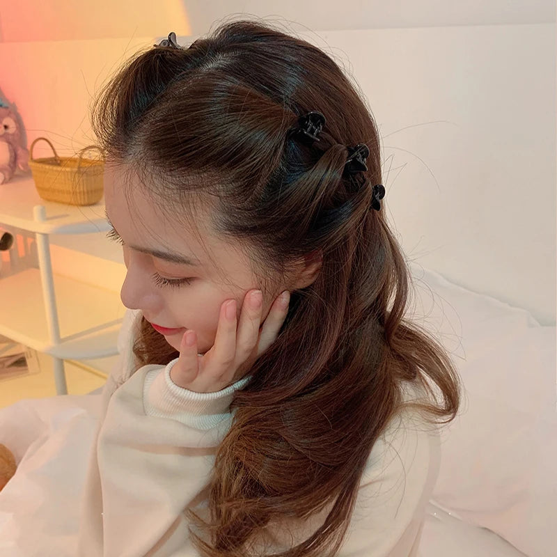 Mini Hair Claw Clips – Black Plastic Hairpins for Women, Girls & Kids