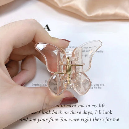Cute Butterfly Hair Claw Clip – Korean Solid Color Small Barrette for Women