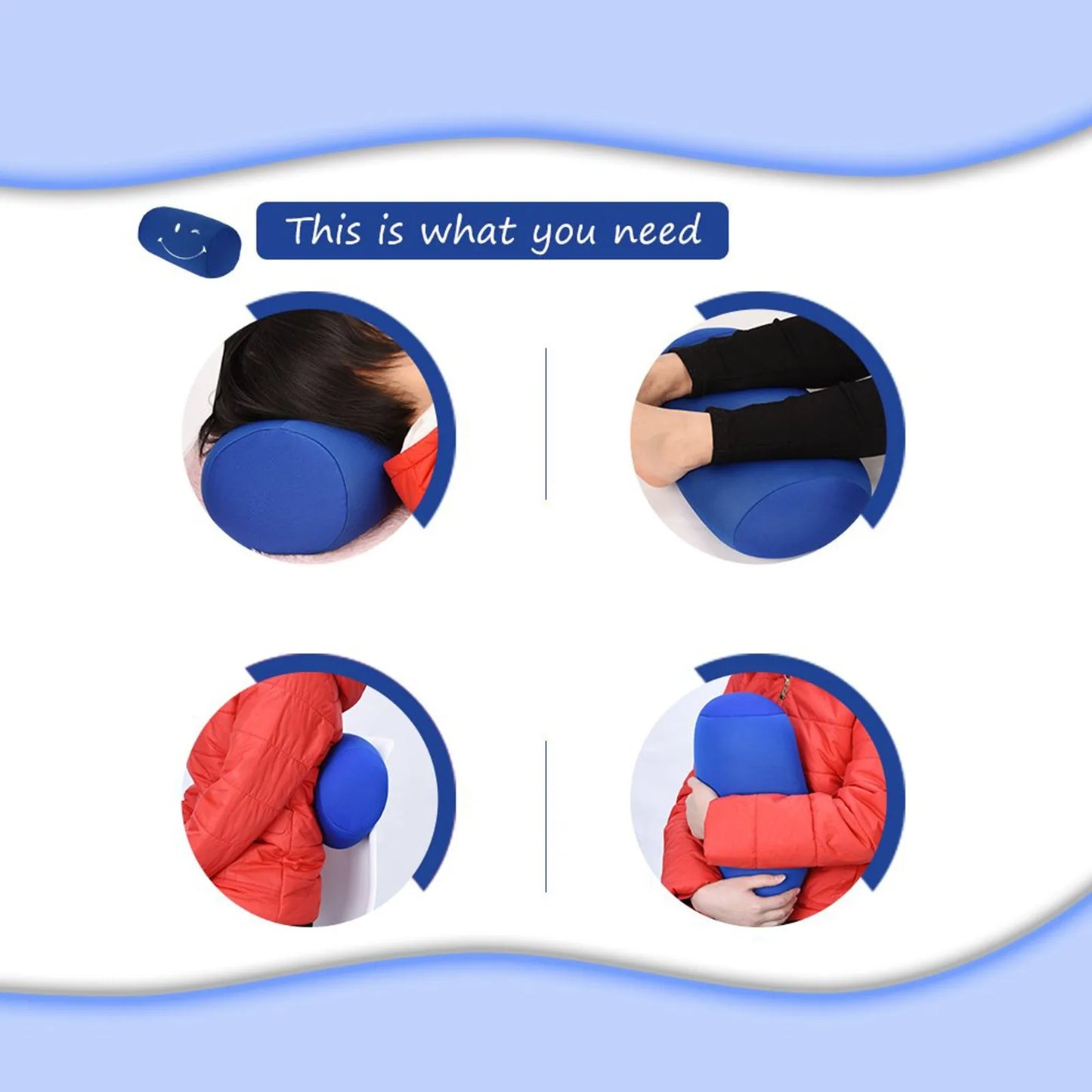 Cylindrical Neck Roll Pillow 30x16cm – Soft Washable Bolster for Bedroom, Travel & Neck Support