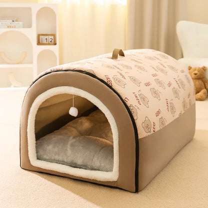 Extra Large Dog Bed - Winter Warm House-Style Bed with Removable Cover - BeeTrendyShop.COM