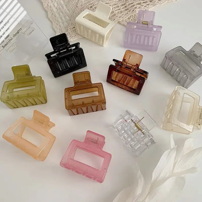 Small Square Acrylic Hair Claw Clip – Colorful Elegant Barrette for Women & Girls