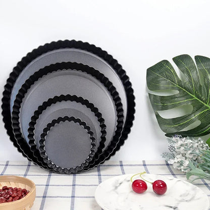 6-Piece Non-Stick Tart & Quiche Pan Set 4 Inch – Removable Bottom Carbon Steel Bakeware