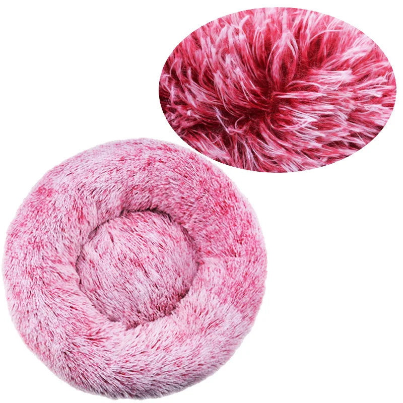40-90cm Round Plush Pet Bed - Winter Warm Dog & Cat Bed for Medium-Large Pets