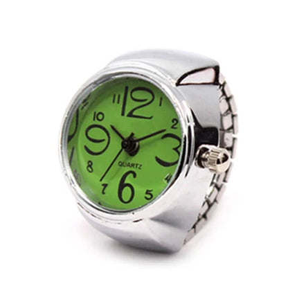 Vintage Punk Finger Watch Mini Elastic Strap Alloy Watches Couple Rings Jewelry Clock Retro Roman Quartz Watch Rings Women Men - BeeTrendyShop.COM