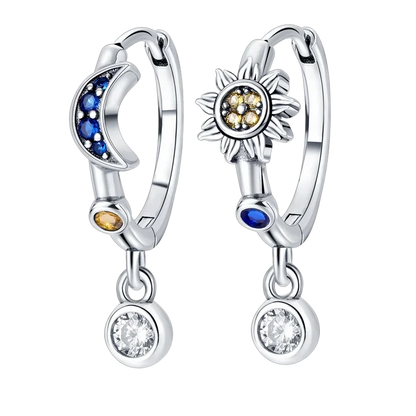 925 Sterling Silver Sparkling Hoop Earrings – Moon Pearl Heart Crystal Jewelry for Women