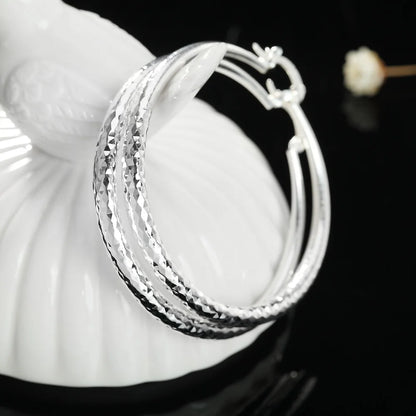 925 Sterling Silver 5cm Circle Hoop Earrings – Classic Fashion Jewelry for Women