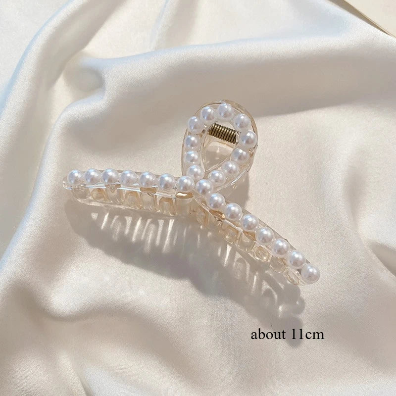 Korean Big Pearl Hair Claw Clip – Elegant Hairgrip Barrette for Women & Girls