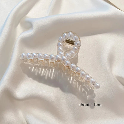 Korean Big Pearl Hair Claw Clip – Elegant Hairgrip Barrette for Women & Girls
