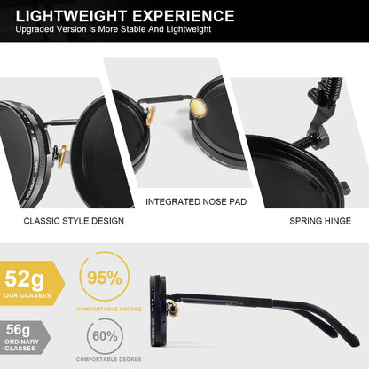 CRIXALIS ND9 Polarized Round Sunglasses – Adjustable Dimming UV400 Alloy Frame
