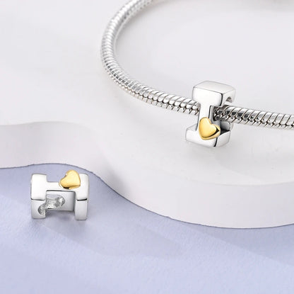 925 Sterling Silver A-Z Letter Charm Beads – Gold Alphabet DIY Birthday Jewelry