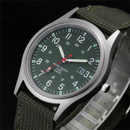 1pc / lot Cheap Watches For Men Fashion Nylon Band Military Army Sports Date Quartz Watch Erkek Barato Saat Reloj Hombre Black - BeeTrendyShop.COM