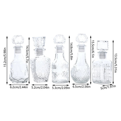 Mini Whiskey Decanter Bottle – 100/150ml Crystal Glass with 3D Carved Cap