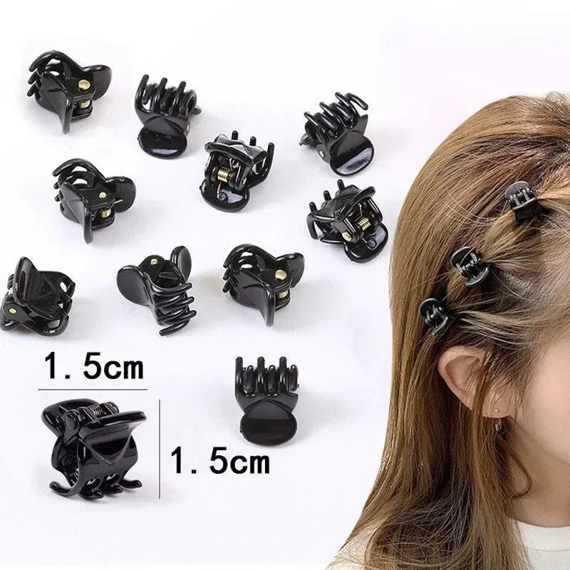 Mini Black Hair Claw Clips – Plastic Ponytail Hairpins for Women & Girls (10/20/30Pcs)