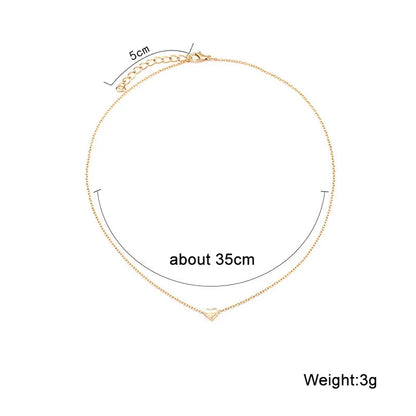 Minimalist Tiny Heart Love Necklace – Dainty Clavicle Chain