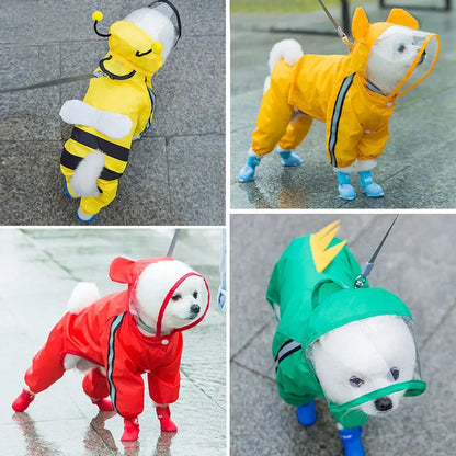 Dog Raincoat with Bear Hood – Waterproof Full Body Rain Jacket for Puppies & Small Dogs | XS–XXL