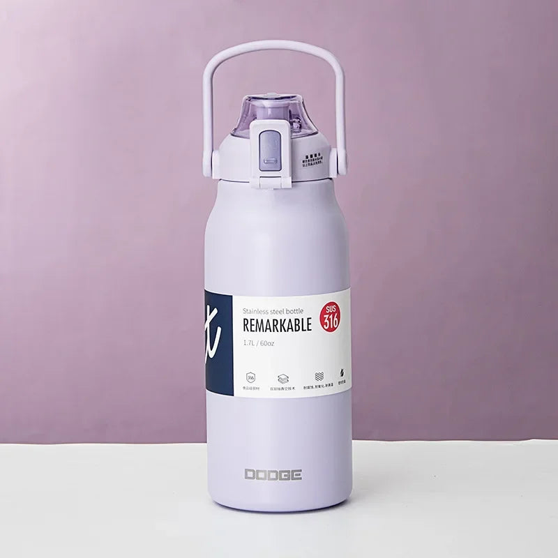Large Capacity Stainless Steel Tumbler with Straw – Hot & Cold Vacuum Flask