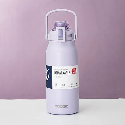 Large Capacity Stainless Steel Tumbler with Straw – Hot & Cold Vacuum Flask