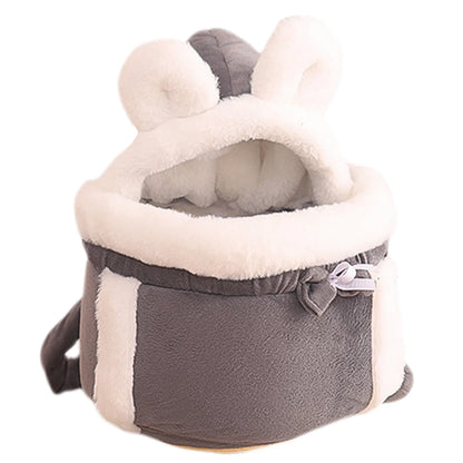 Plush Pet Carrier Backpack – Warm & Portable for Cats & Dogs