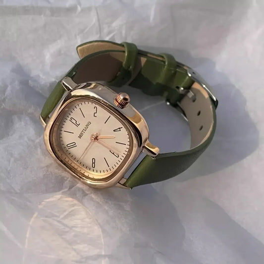Casual Wrist Watches Retro Square Quartz Digital Mini Dial Leather Strap Fashionable Clock Waterproof Wristwatch for Women