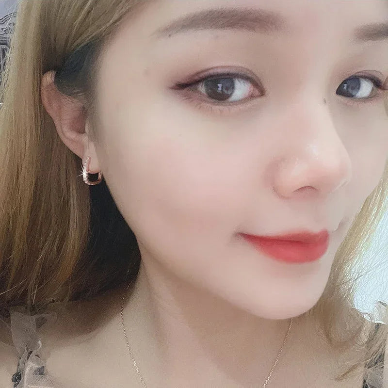 Hot popular 925 Sterling Silver charms Crystal Jewelry Fashion Zircon Circle Hoop Earrings for Woman Lady Wedding Party Gift
