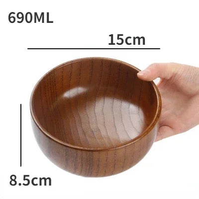 Japanese Jujube Wood Soup & Rice Bowl – Solid Wood Salad Bowl for Children, Baby & Adults
