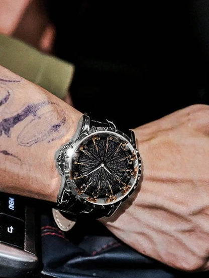 New watch for men with retro style and simple personality, practical belt, large dial, fully automatic quartz watch for men - BeeTrendyShop.COM