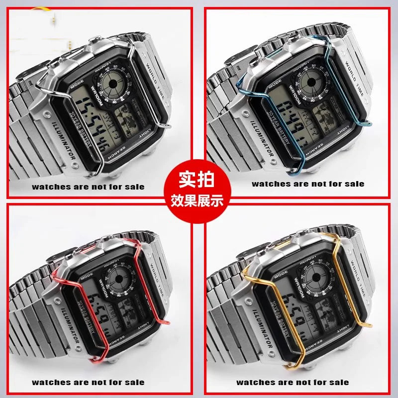 For CASIO Electronic Watch Case AE1200/AE1300 series Men Metal Anti-collision stainless steel Modified watch bezel Bumper