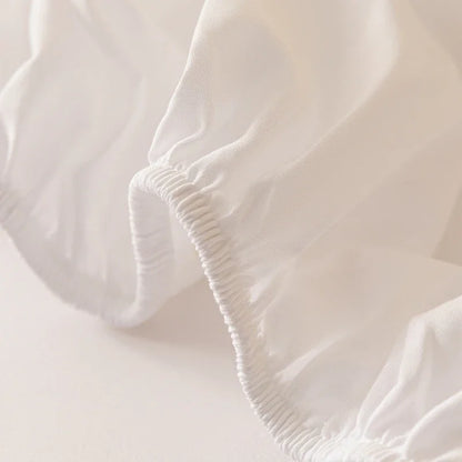 Solid Matte Pure White Bed Sheet – Minimalist Bedroom Bedspread (Excluding Pillowcases)