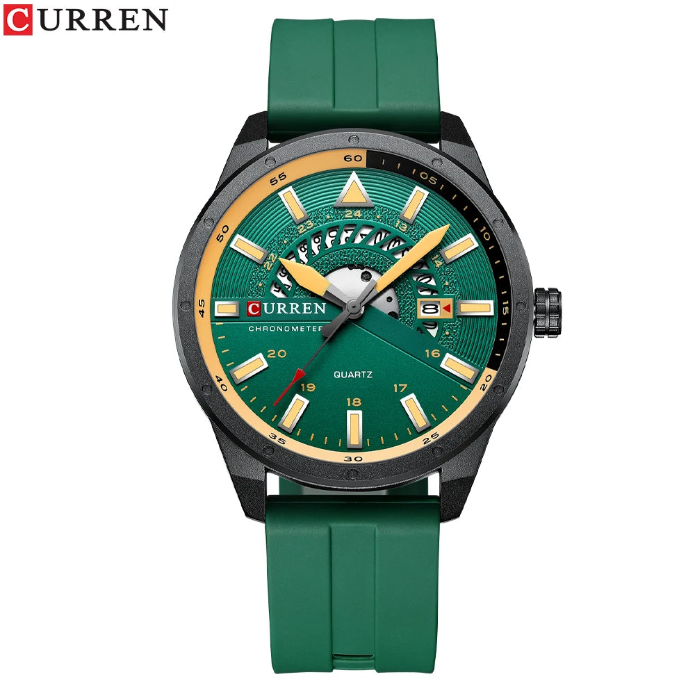 CURREN Fashion Men Watch Top Brand Luxury Waterproof Sport Mens Watches Silicone Automatic Date Military Wristwatch - BeeTrendyShop.COM