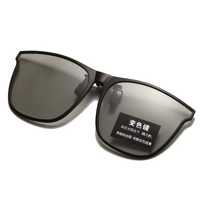 Photochromic Clip-On Sunglasses – Polarized Anti-Glare Night Vision Driver Glasses