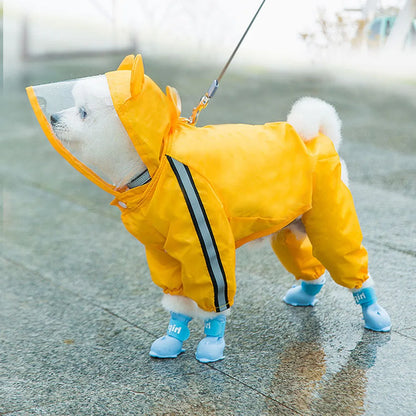 Dog Raincoat with Bear Hood – Waterproof Full Body Rain Jacket for Puppies & Small Dogs | XS–XXL