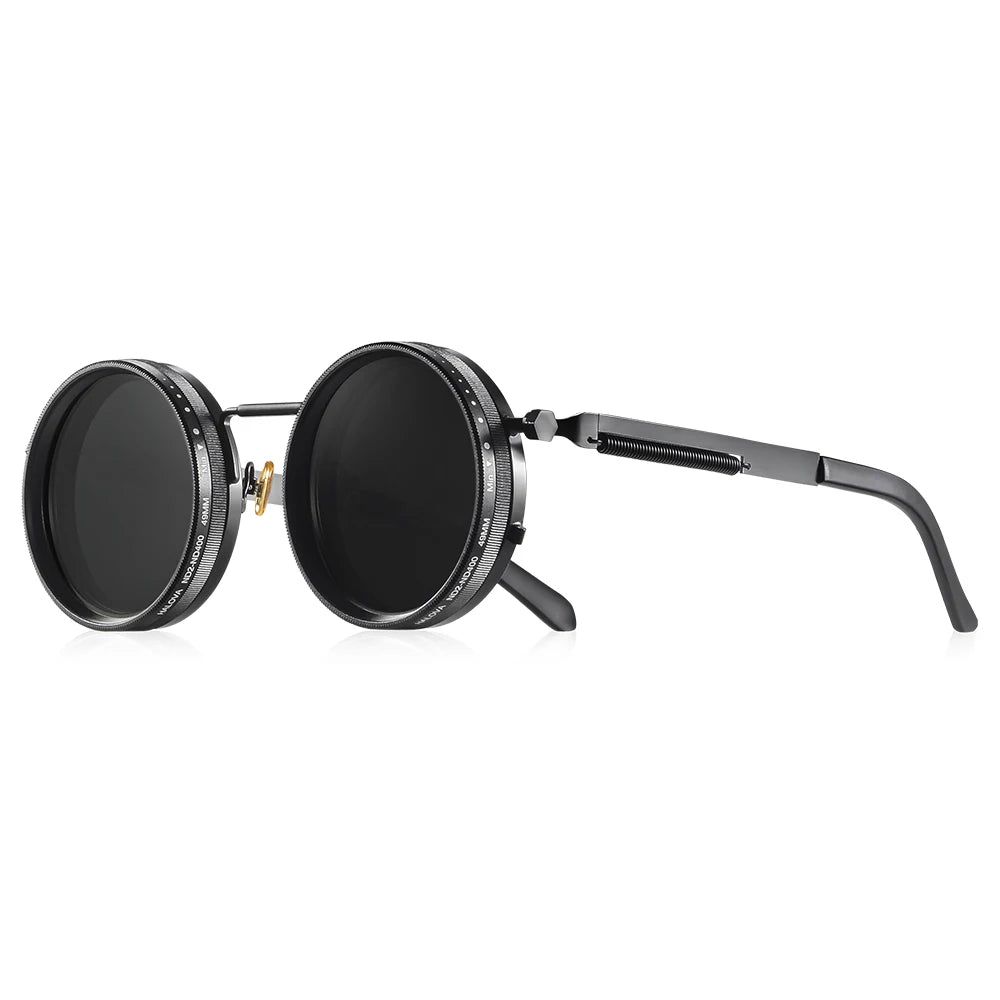 CRIXALIS ND9 Polarized Round Sunglasses – Adjustable Dimming UV400 Alloy Frame