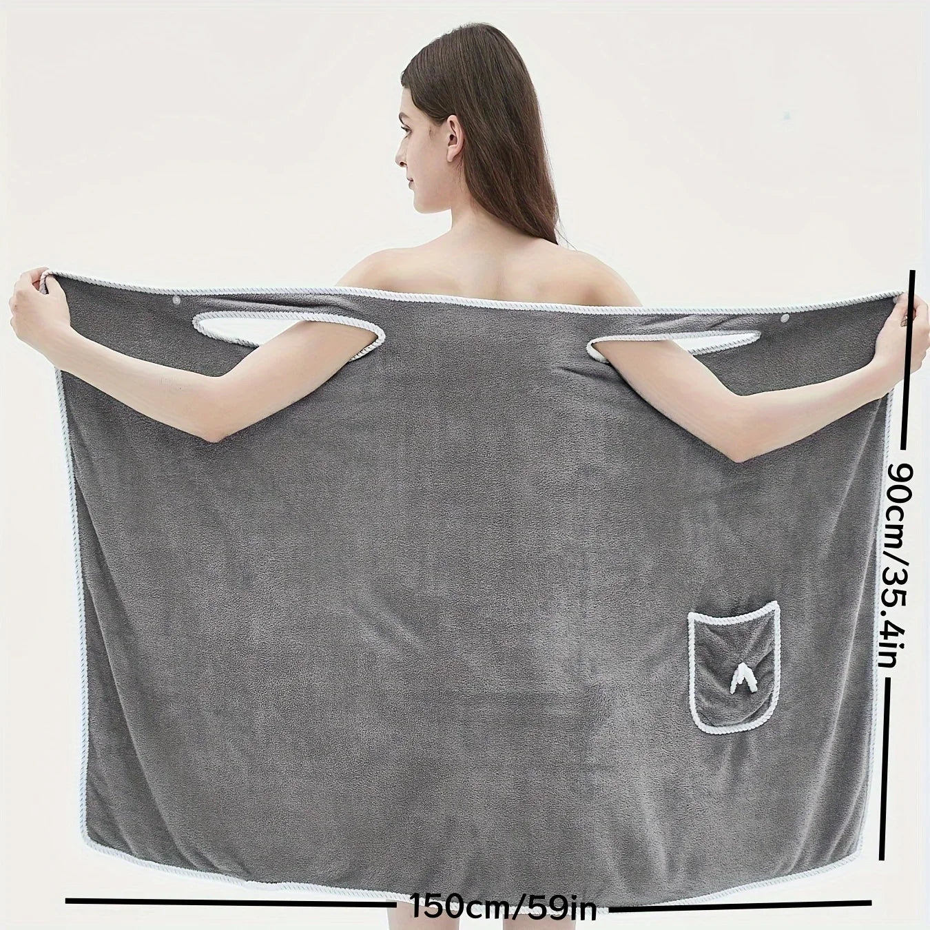 Women's Wearable Bath Towel Wrap – Long Style Microfiber Bathrobe for Bathroom & Spa