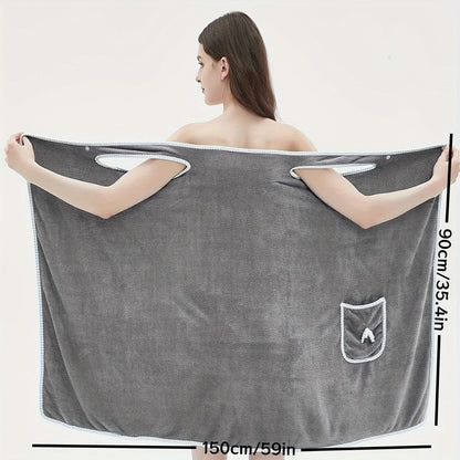 Women's Wearable Bath Towel Wrap – Long Style Microfiber Bathrobe for Bathroom & Spa