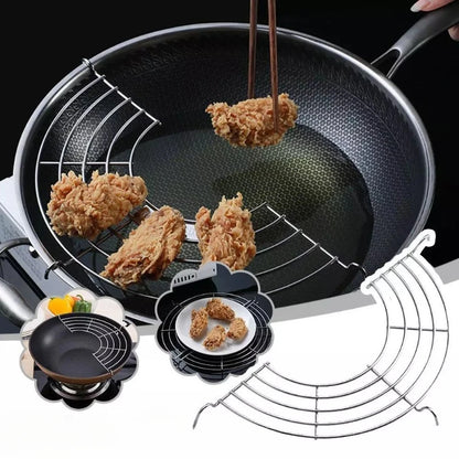 Stainless Steel Mesh Frying Basket with BBQ Tongs Set – Oil Drainage Rack for Deep Frying & Grilling