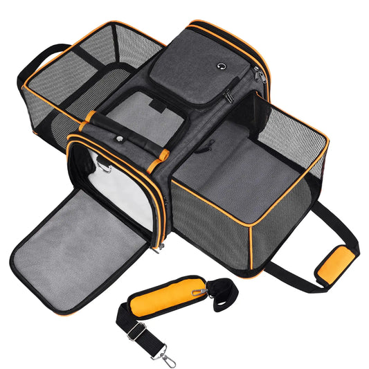 Airline Approved Expandable Pet Carrier, Large Reversible Expandable Dog and Cat Carrier - Essential Travel Bag for Outings