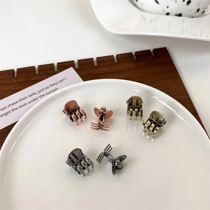Vintage Metal Mini Hair Claw Clips – Gold, Silver & Bronze Bangs Clip for Women