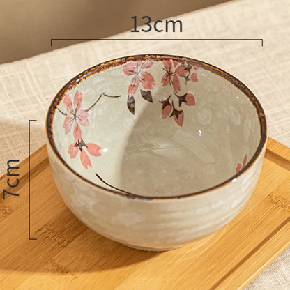 Japanese Style Round Ceramic Bowl – Household Tableware for Rice, Milk, Oats & Breakfast