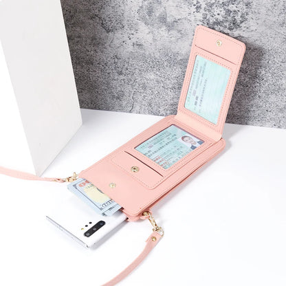 solid color fashion simple shoulder bag slung mobile phone bag women's driver's license card wallet - BeeTrendyShop.COM