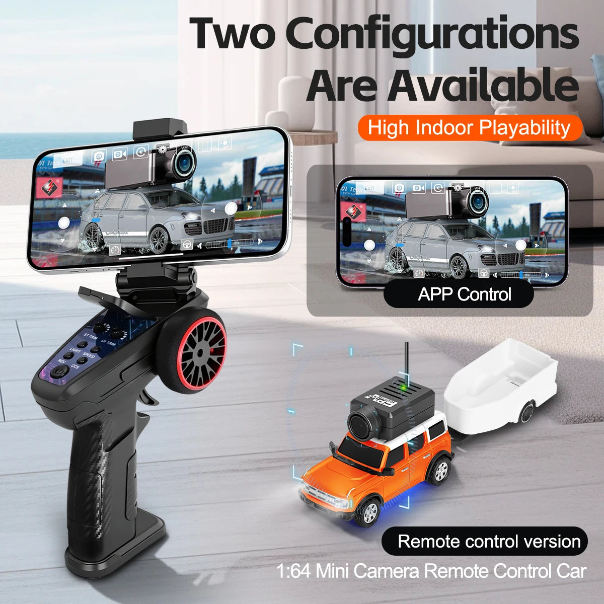 WLtoys 1/64 Mini RC Car with 720P FPV Camera – WiFi APP & 2.4G Remote Control (6405/6406)