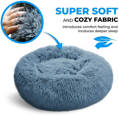 Self-Warming Round Pet Bed - Plush, Non-Slip Mat for Cats & Dogs - BeeTrendyShop.COM